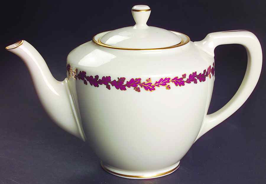 Royal Oak Maroon Shape 1961 Teapot & Lid by Lenox-1