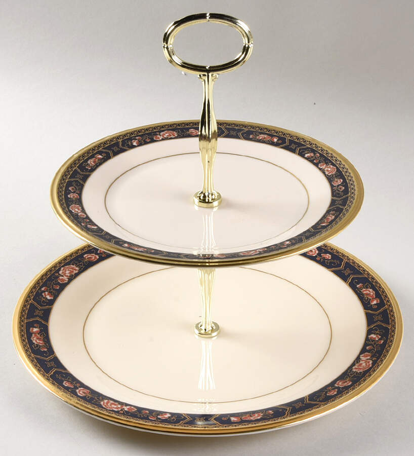 Royal Peony 6 5/8"-10"  2 Tiered Serving Tray (Dp, Sp) HC by Lenox-1