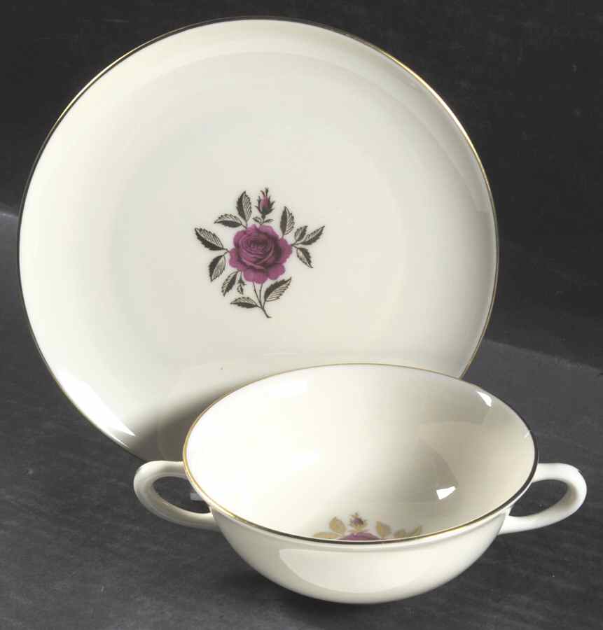 Roselyn Flat Cream Soup Bowl & Dessert Plate/Saucer Set by Lenox-1