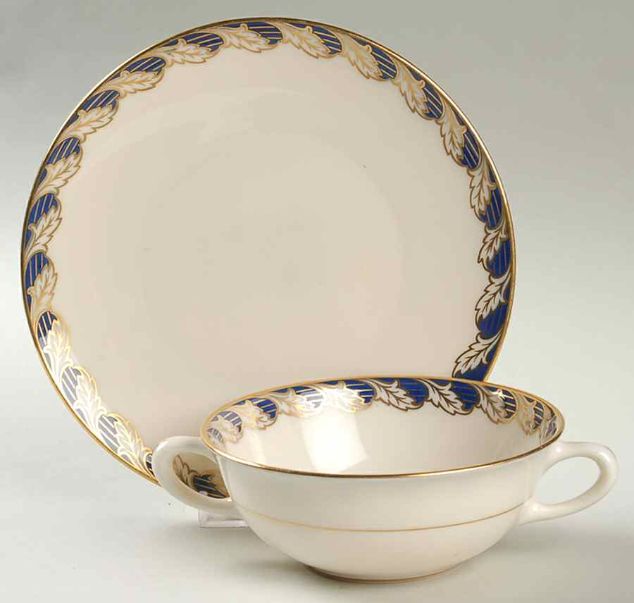Royal Cobalt Blue Flat Cream Soup Bowl & Saucer Set by Lenox-1