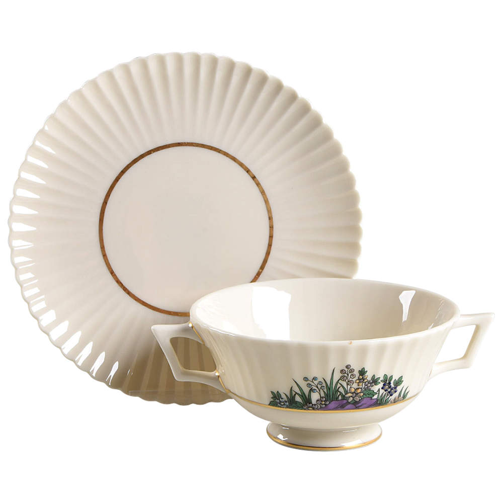 Rutledge Footed Cream Soup Bowl & Saucer Set by Lenox-1