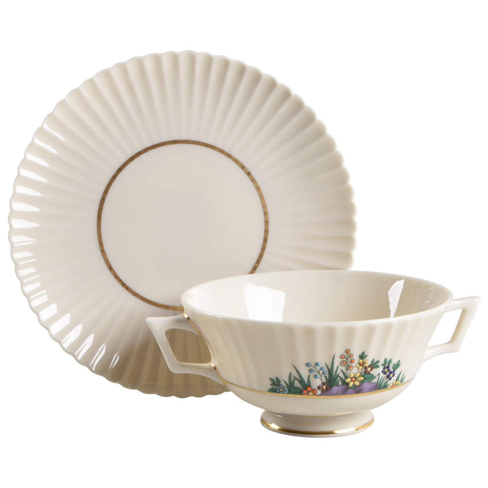 Rutledge Footed Cream Soup Bowl & Saucer Set by Lenox-1