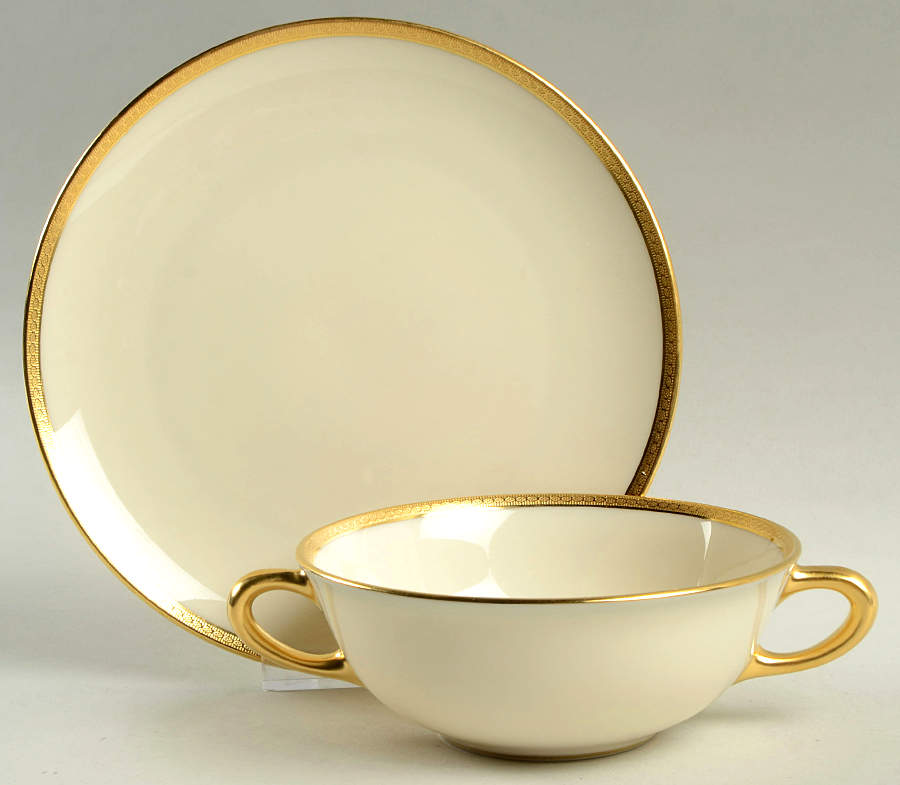 S62 Flat Cream Soup Bowl & Dessert Plate/Saucer Set by Lenox-1