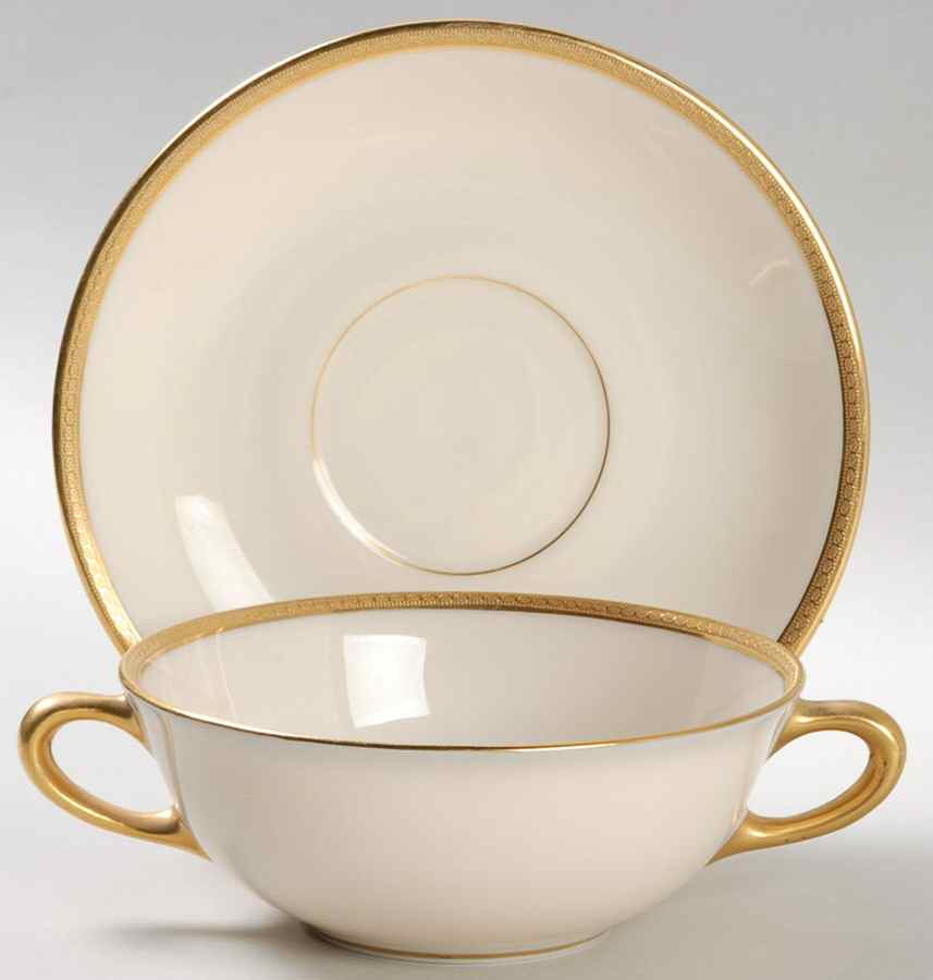 S62 Flat Cream Soup Bowl & Saucer Set by Lenox-1