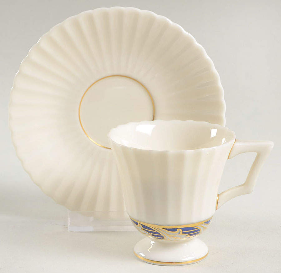 Savoy Blue Footed Demitasse Cup & Saucer Set by Lenox-1