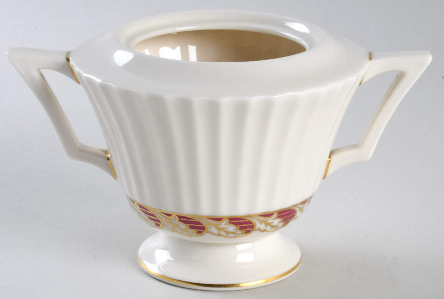 Savoy Maroon Sugar Bowl No Lid by Lenox-1