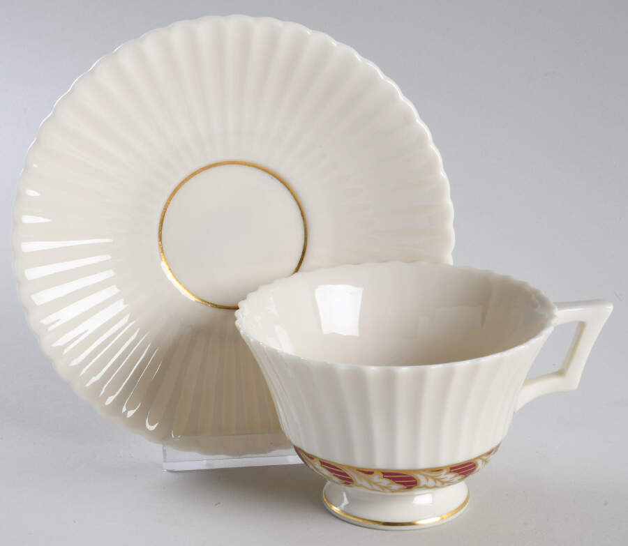 Savoy Maroon Footed Cup & Saucer Set by Lenox-1