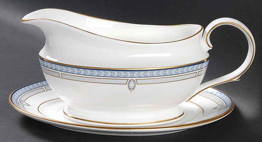 Sheraton Blue Gravy Boat & Underplate by Lenox-1