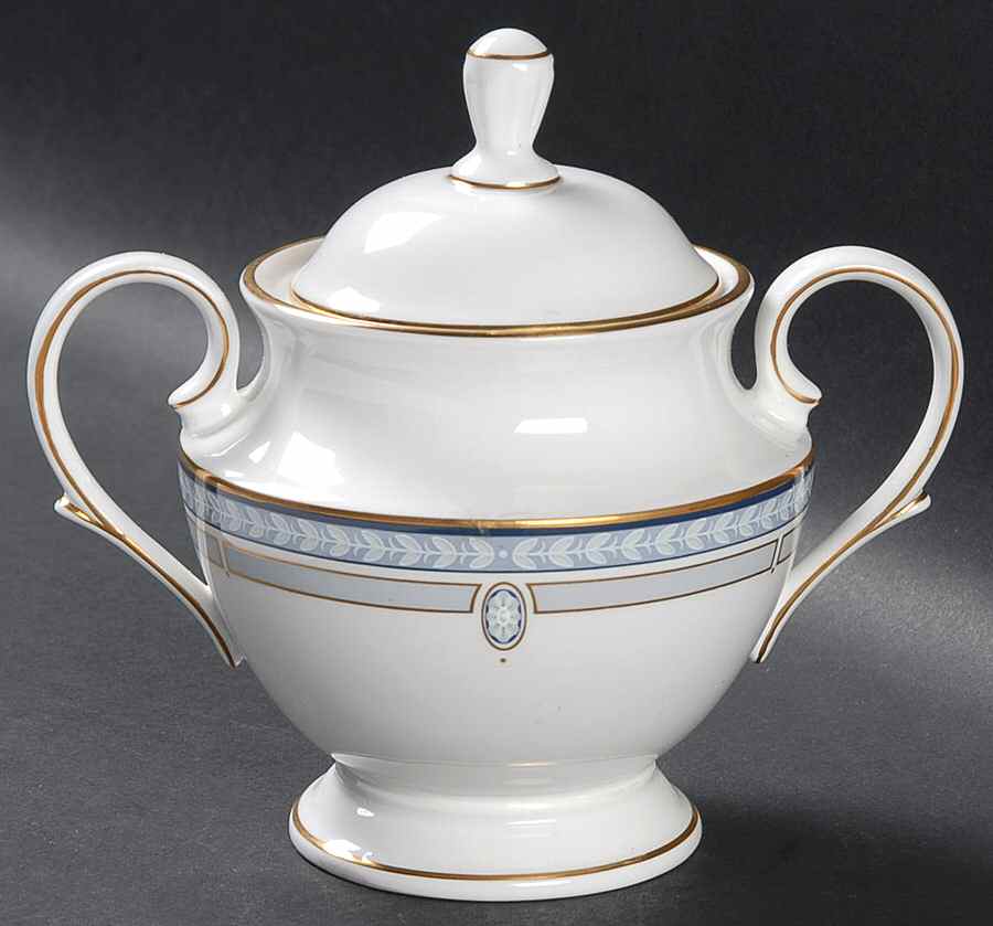Sheraton Blue Sugar Bowl & Lid by Lenox-1