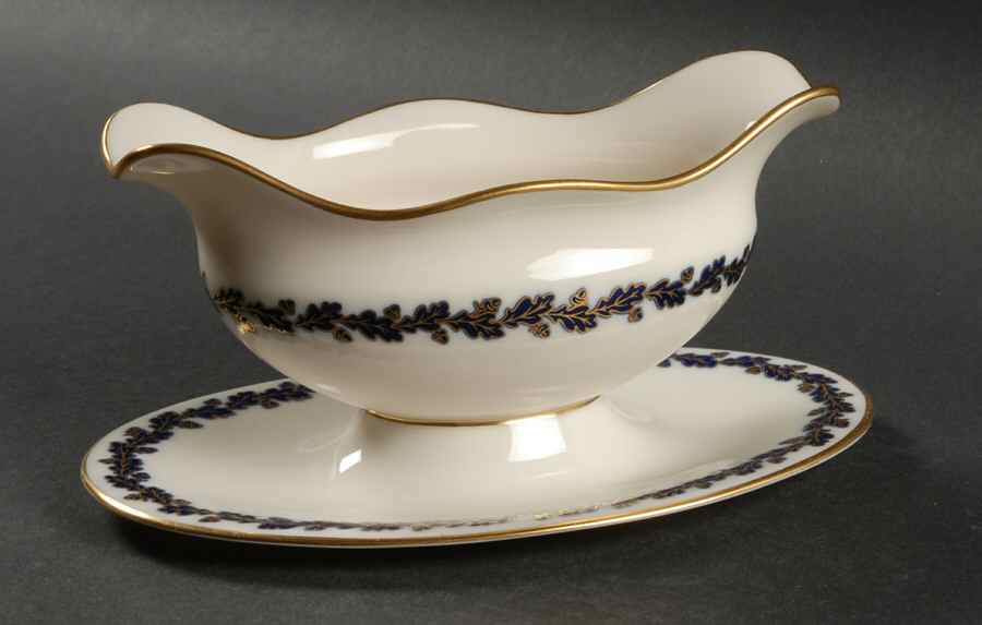 Shenandoah Cobalt Blue Gravy Boat with Attached Underplate by Lenox-1