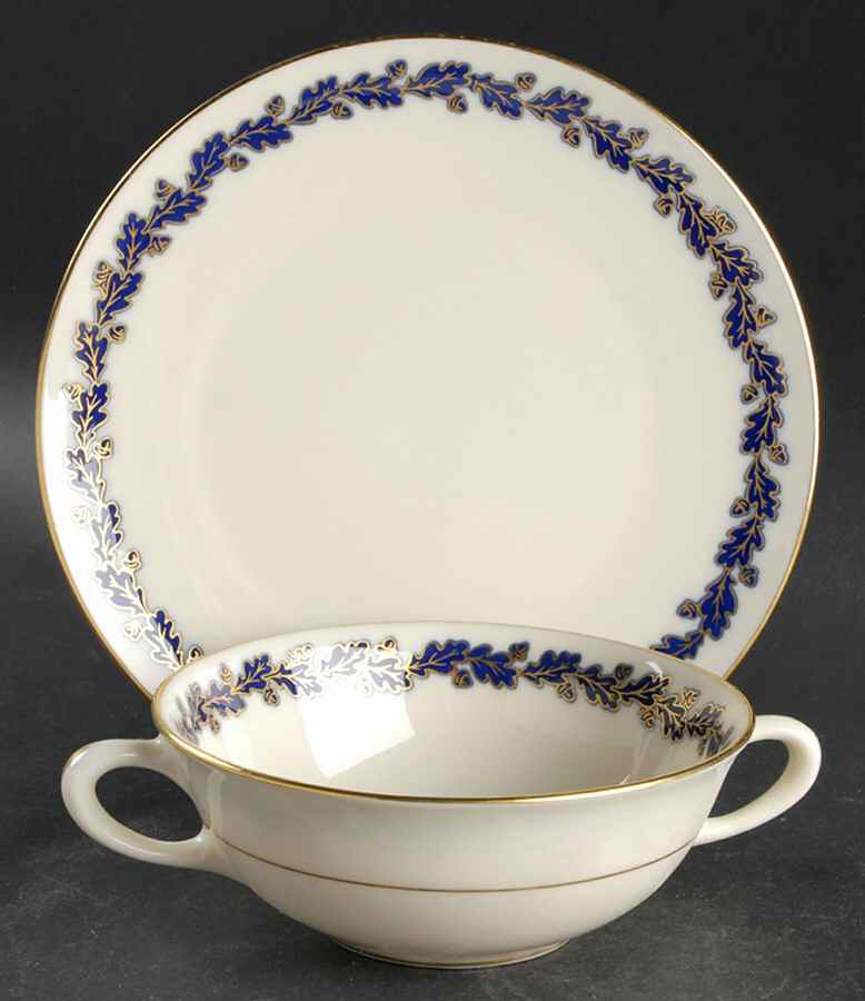 Shenandoah Cobalt Blue Flat Cream Soup Bowl & Saucer Set by Lenox-1
