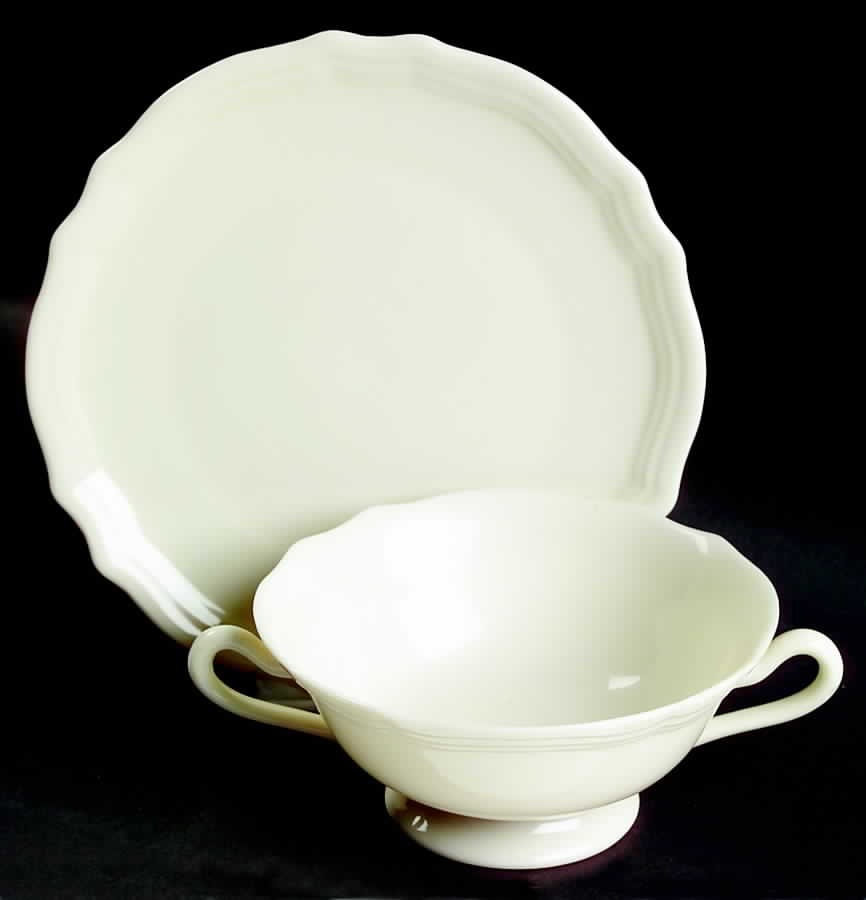Sheffield Footed Cream Soup Bowl & Saucer Set by Lenox-1