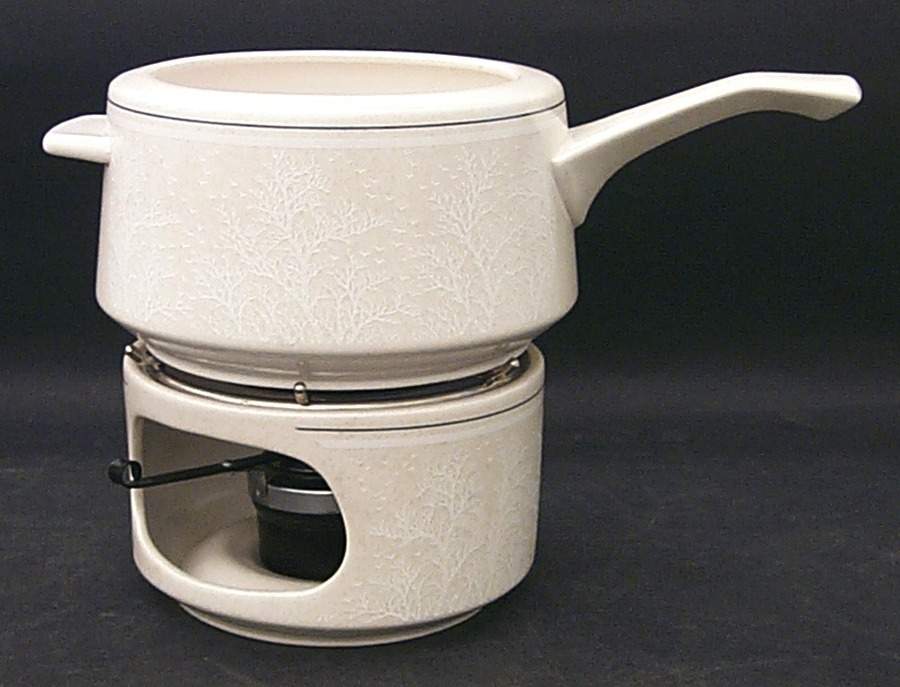 Silhouette Open Fondue Pot w/Warmer Stand,Metal Rack & Burner by Lenox-1