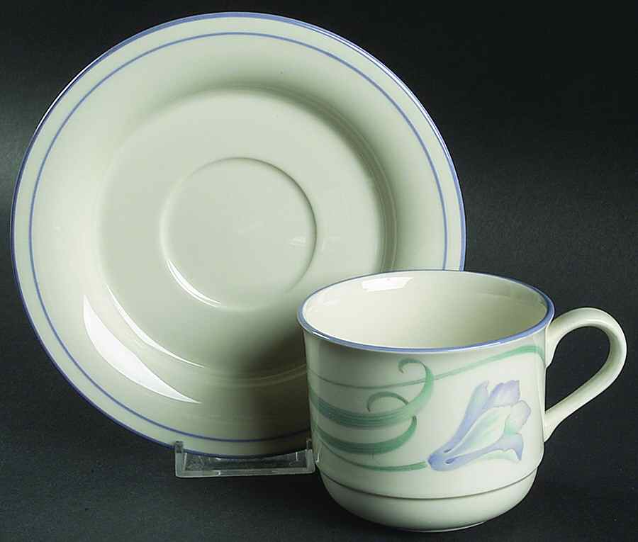 Sky Blue Blossoms (For Sky Blu) Flat Cup & Saucer Set by Lenox-1