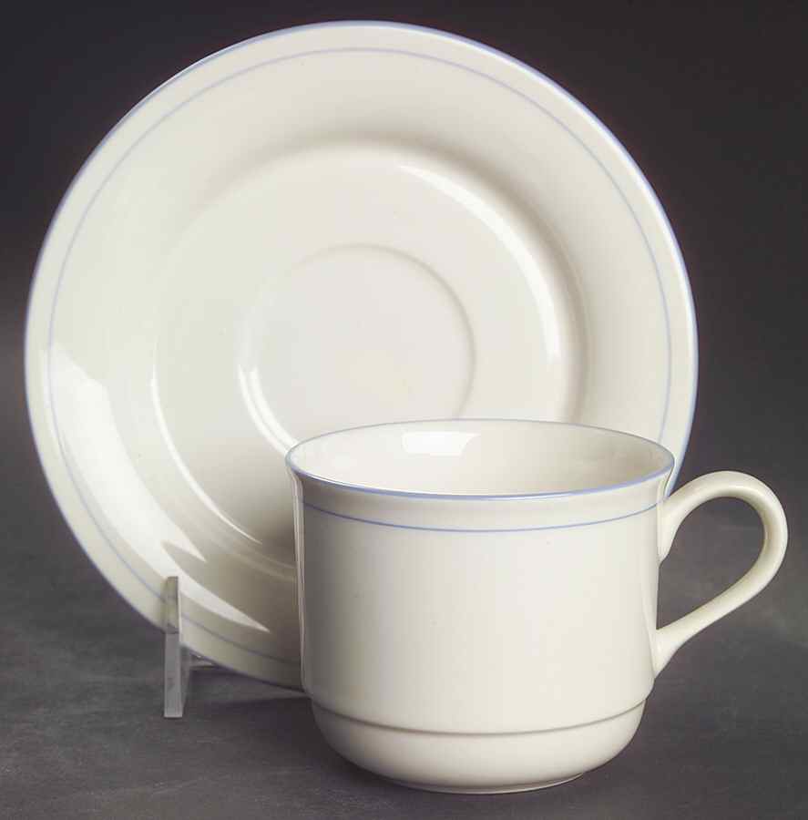 Sky Blue Pinstripes (For the Sky Blue) Flat Cup & Saucer Set by Lenox-1