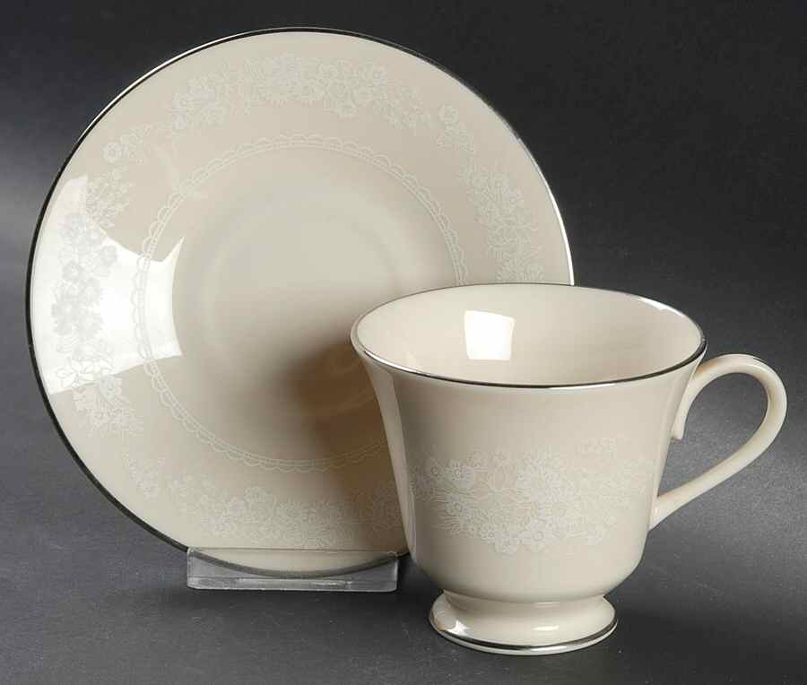 Snow Flower Footed Cup & Saucer Set by Lenox-1