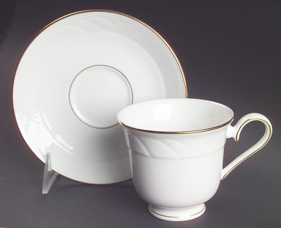 Snowdrift Gold Footed Cup & Saucer Set by Lenox-1