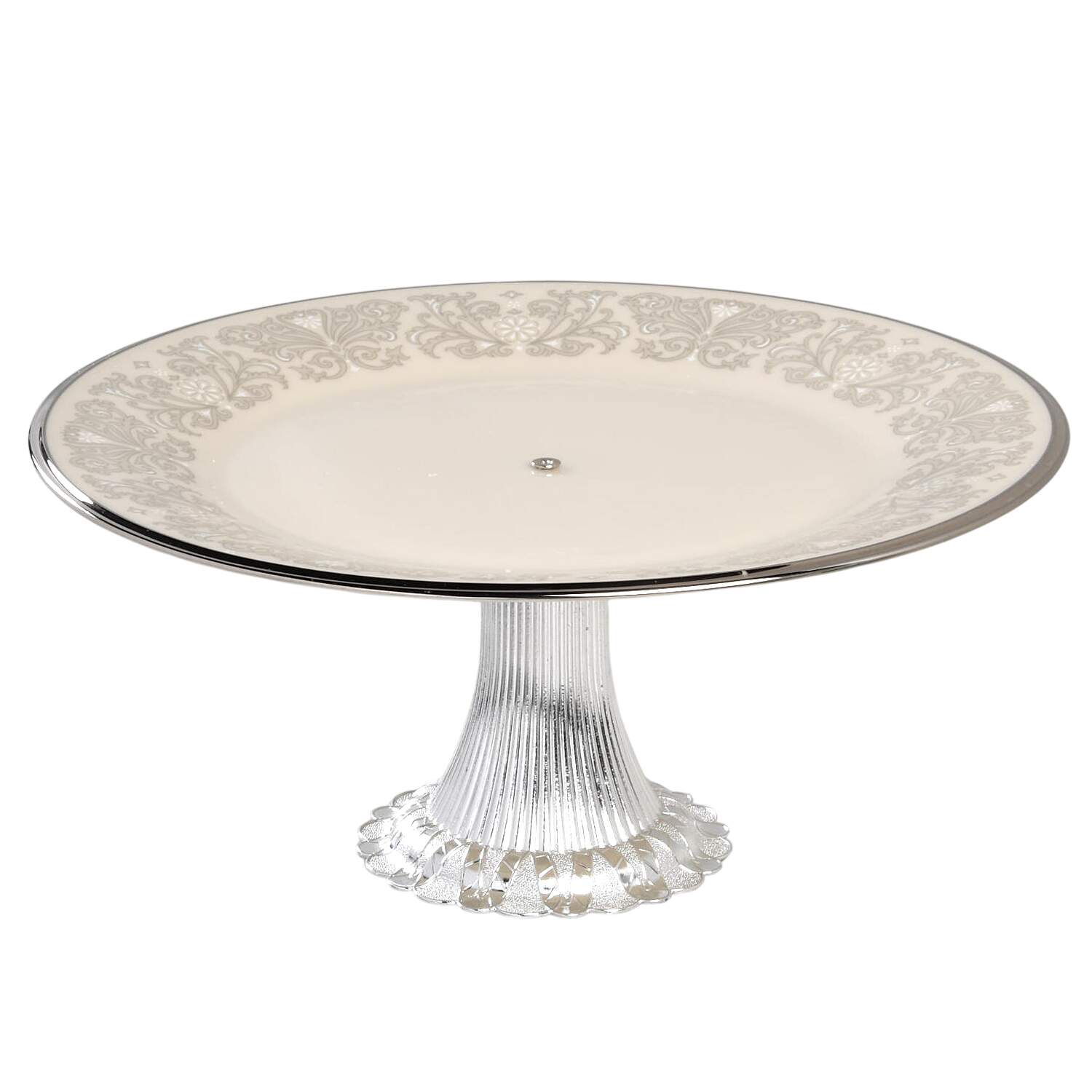 Snow Lily Cake Stand with 4"-5" Metal Pedestal  Hc by Lenox-1