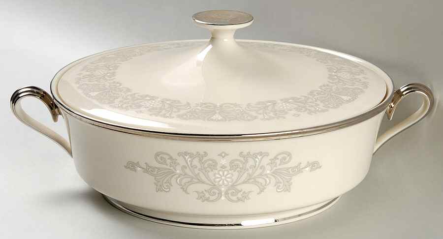 Snow Lily Round Covered Vegetable by Lenox-1