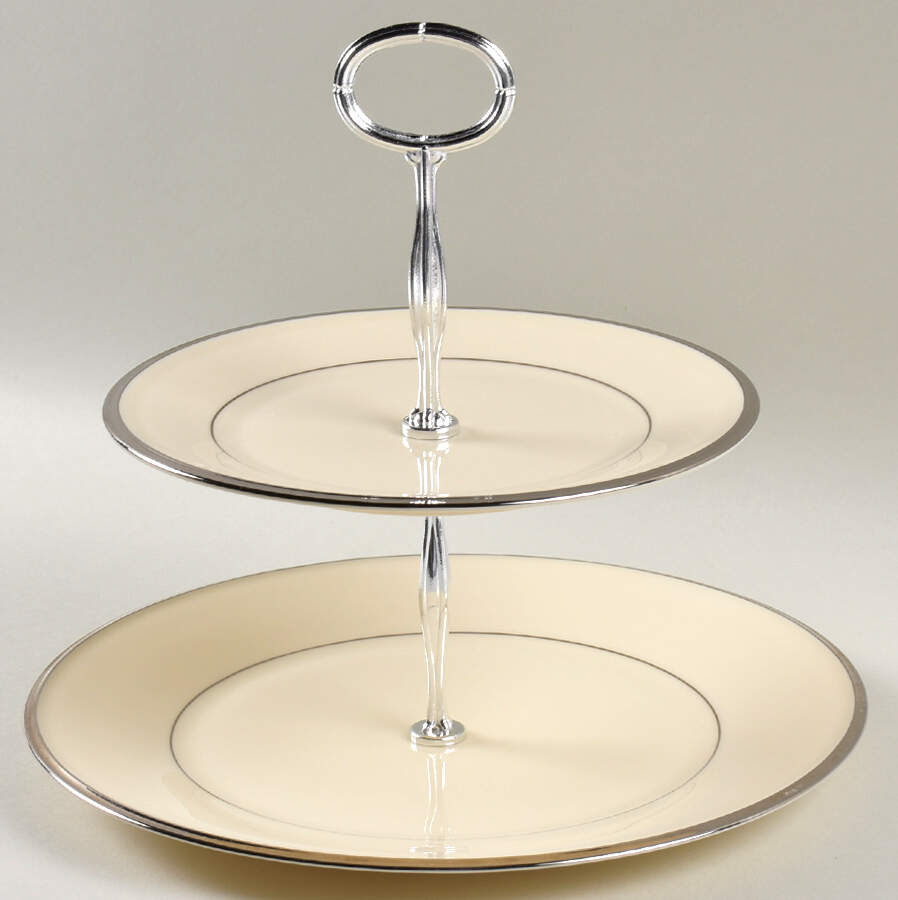 Solitaire 6 5/8"-10"  2 Tiered Serving Tray (Dp, Sp) HC by Lenox-1