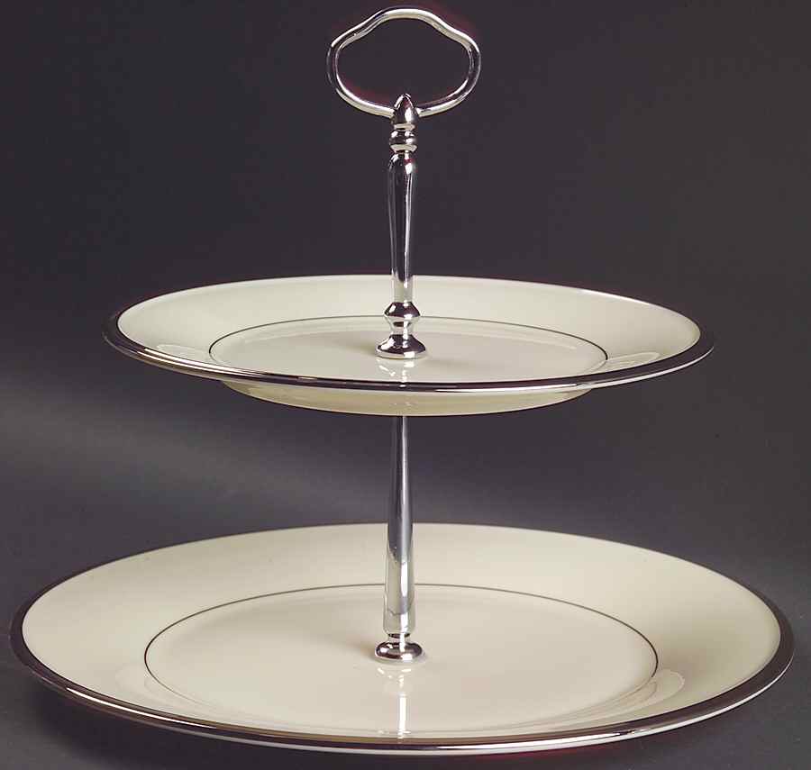Solitaire 2 Tiered Serving Tray (Dinner & Salad Plate) by Lenox-1