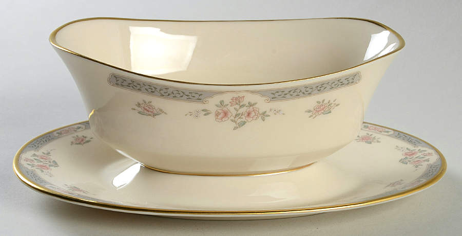 Somerset (Newer) Gravy Boat with Attached Underplate by Lenox-1