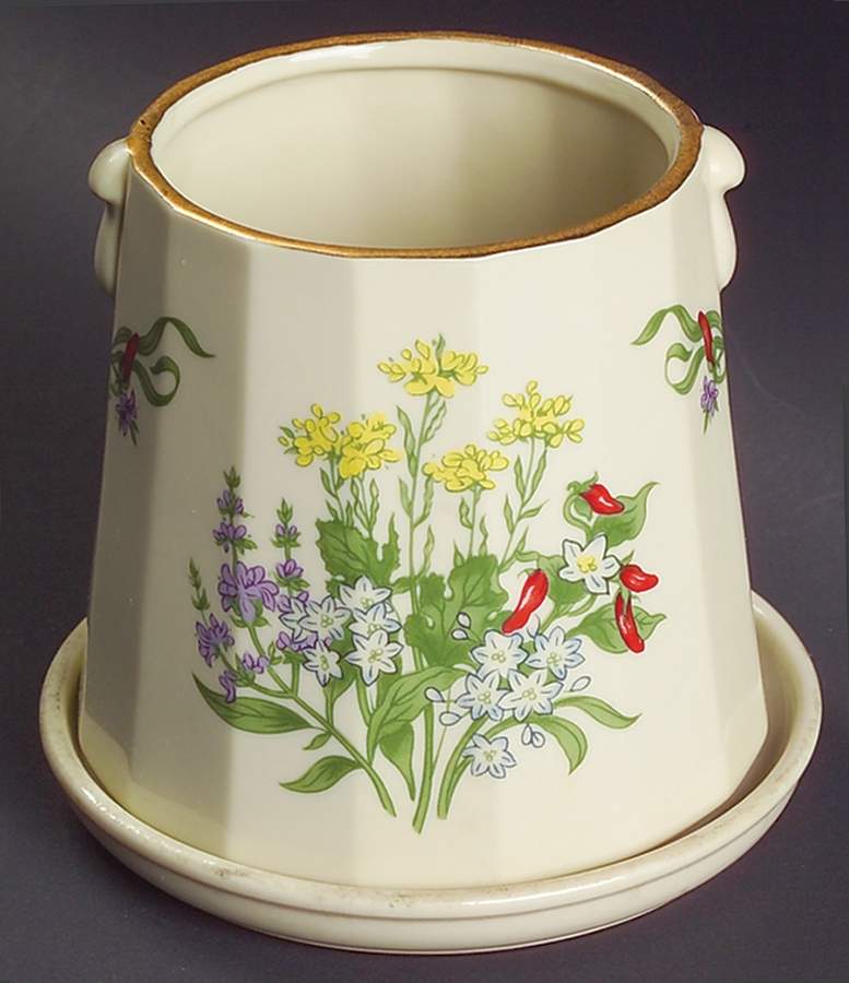 Spice Garden (Giftware) Crock Flower Pot & Underplate by Lenox-1