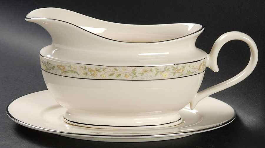 Springdale (Platinum Trim) Gravy Boat & Underplate by Lenox-1