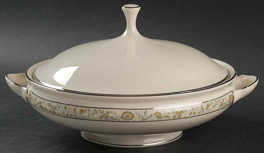 Springdale (Platinum Trim) Round Covered Vegetable by Lenox-1