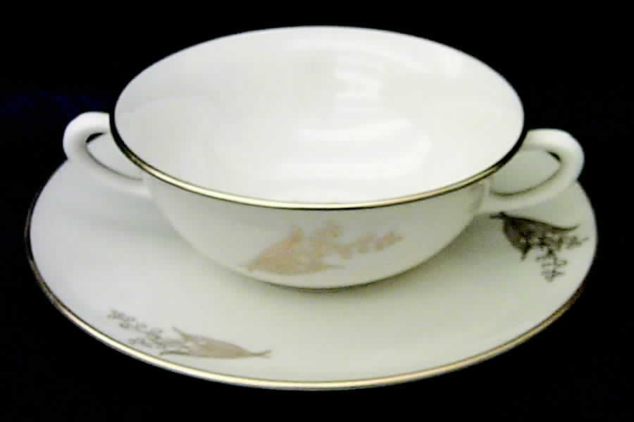 Springdale (Gold Trim) Flat Cream Soup Bowl & Saucer Set by Lenox-1