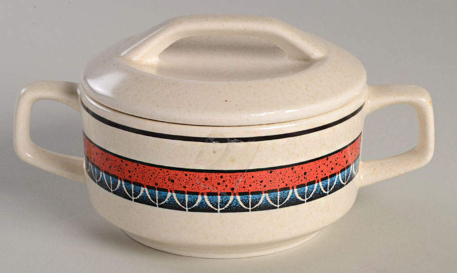 Staccato Red and Blue Sugar Bowl & Lid by Lenox-1