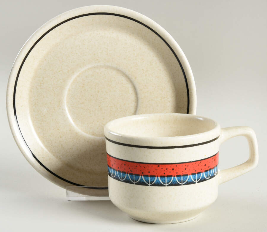 Staccato Red and Blue Flat Cup & Saucer Set by Lenox-1