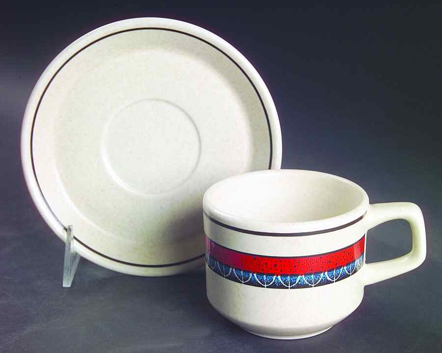 Staccato Red and Blue Flat Cup & Saucer Set by Lenox-1
