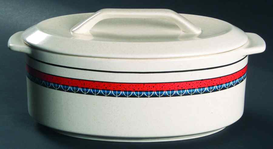 Staccato Red and Blue 2.5 Quart Oval Covered Casserole by Lenox-1