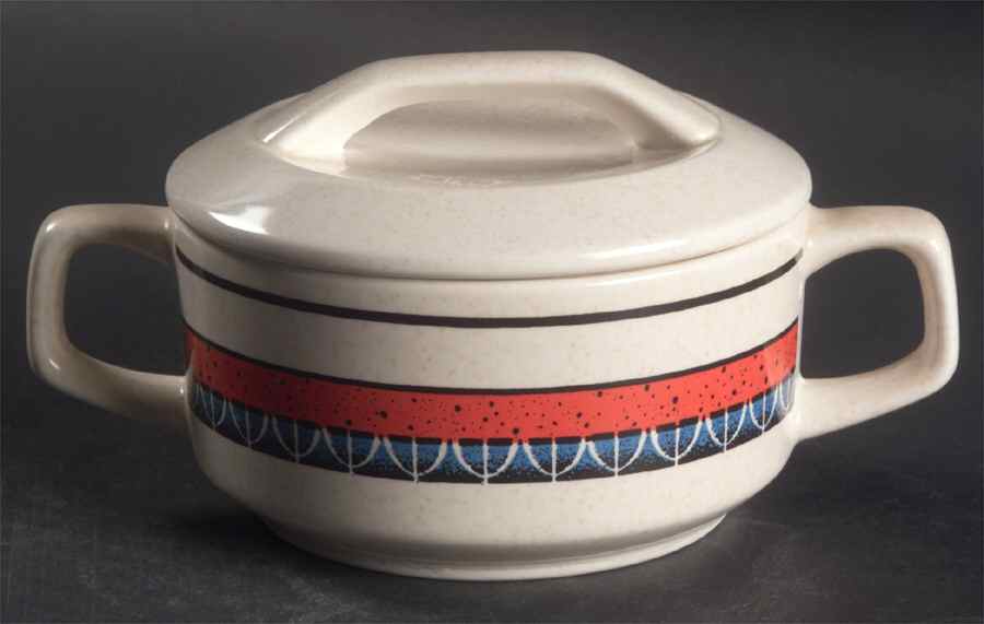 Staccato Red and Blue Sugar Bowl & Lid by Lenox-1