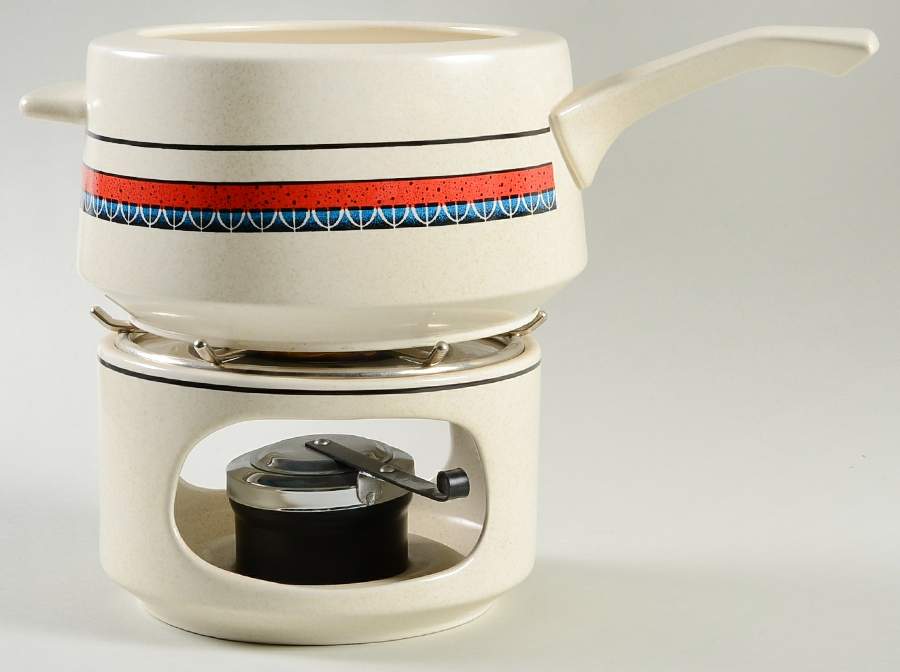 Staccato Red and Blue Open Fondue Pot w/Warmer Stand,Metal Rack & Burner by Lenox-1
