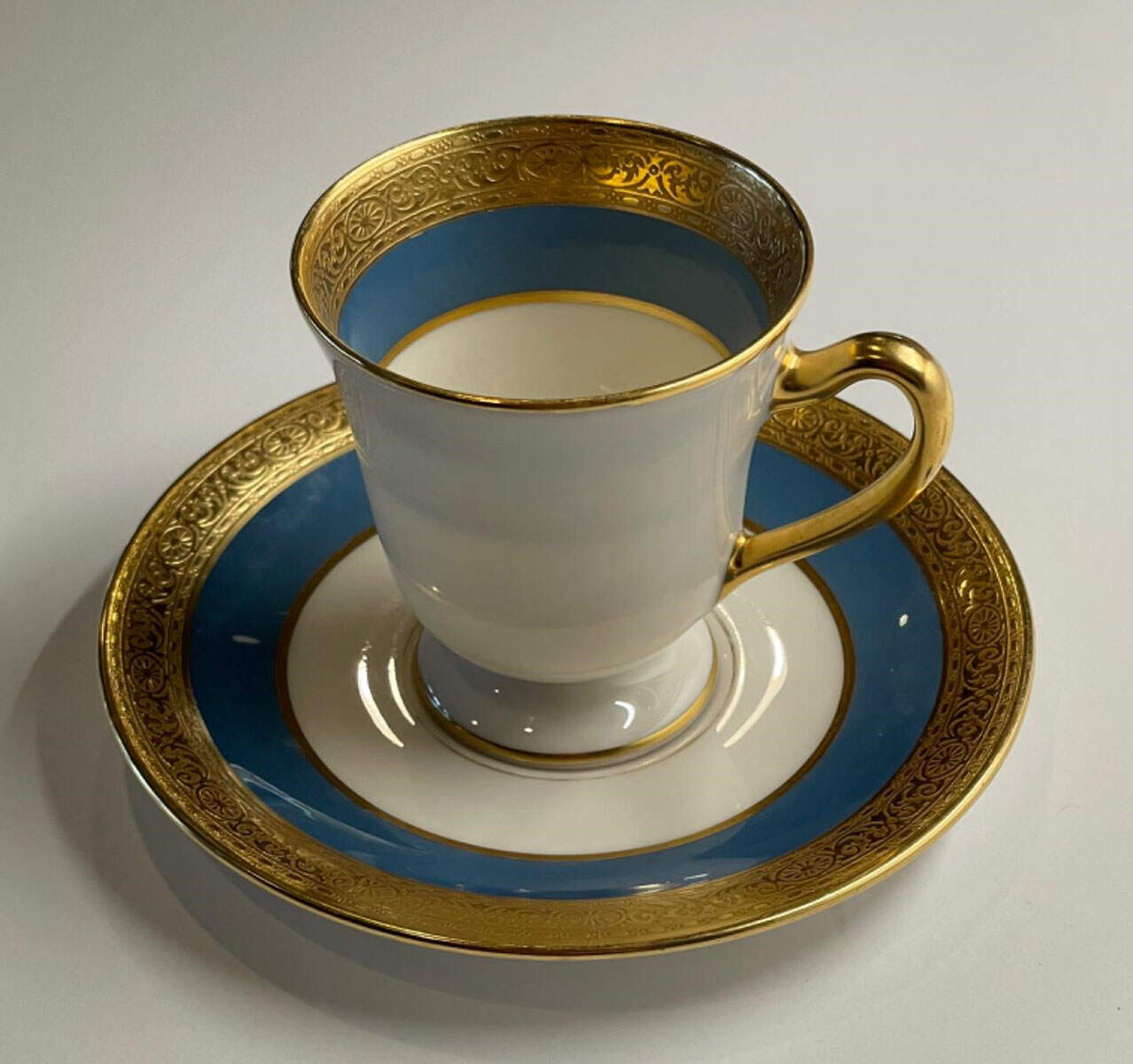Stanford Turquoise Grey Footed Demitasse Cup & Saucer Set by Lenox-1