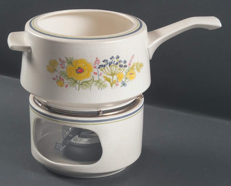 Summer Spice Open Fondue Pot w/Warmer Stand,Metal Rack & Burner by Lenox-1