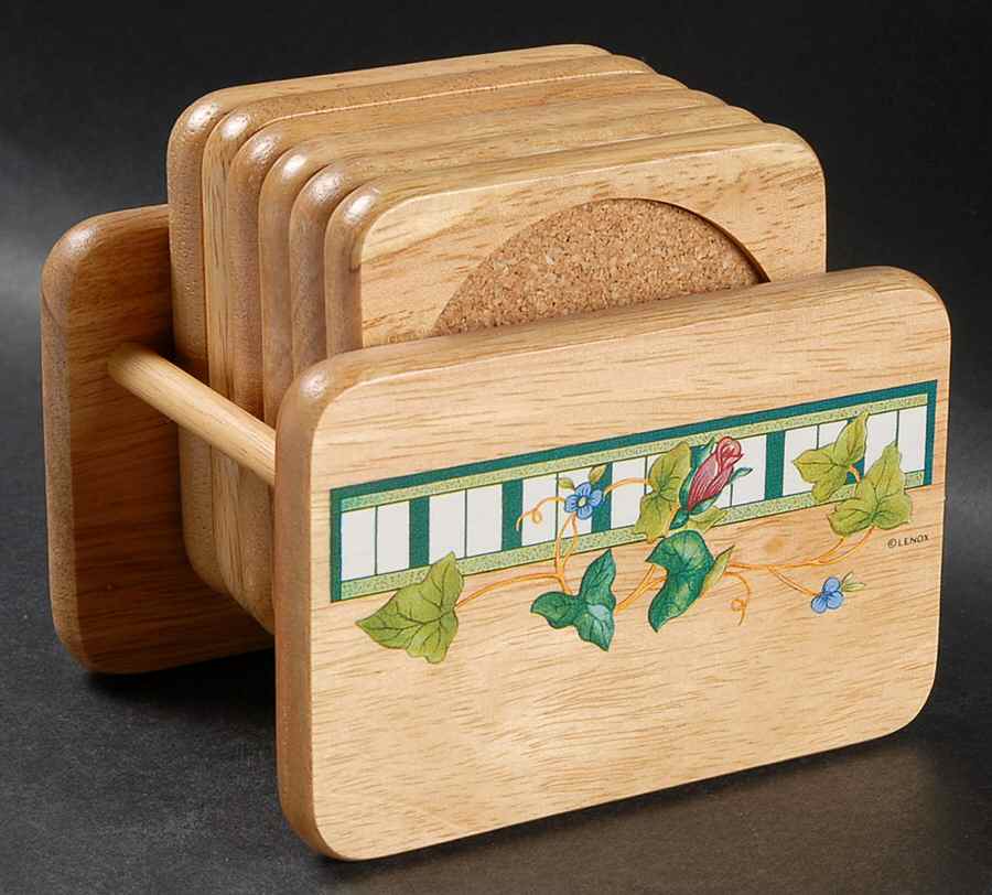 Summer Terrace Coaster - Set of 6 & Wood Caddy by Lenox-1