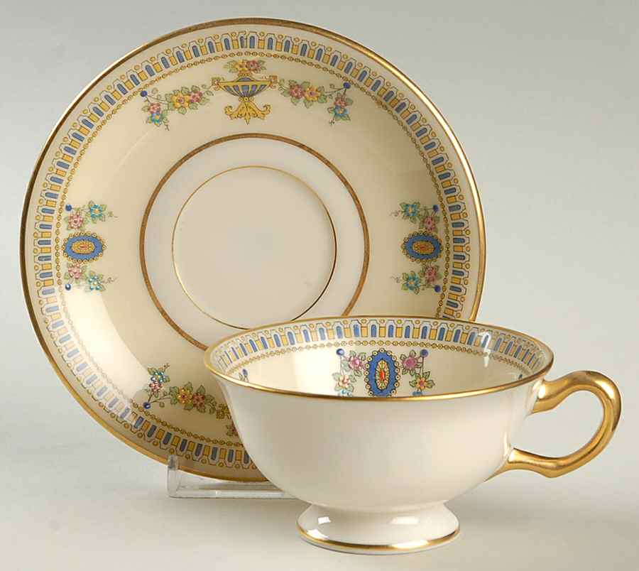 Colonial Cream Footed Cup & Saucer Set by Lenox-1