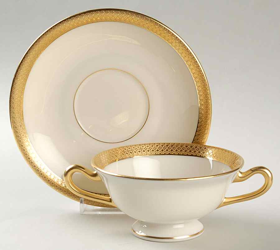T6 Footed Cream Soup Bowl & Saucer Set by Lenox-1