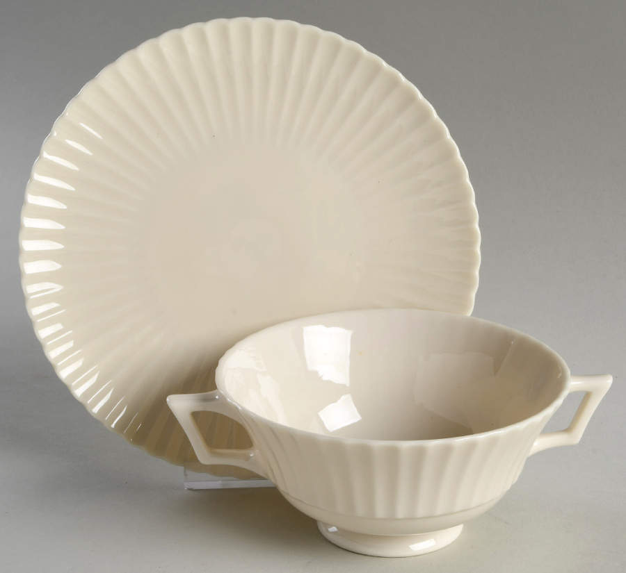 Temple Off White Footed Cream Soup Bowl & Saucer Set by Lenox-1