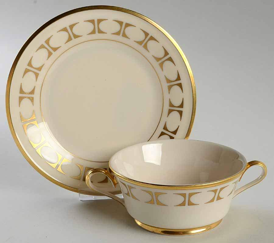 Tempo Footed Cream Soup & Dessert Plate/Saucer Set by Lenox-1