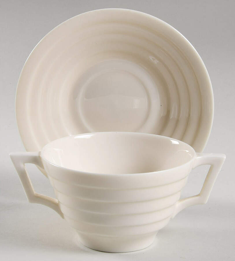 Terrace White Flat Bouillon Cup & Saucer by Lenox-1