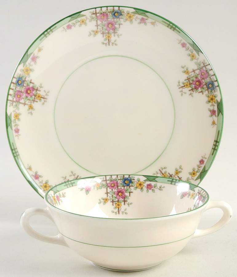 Trellis Flat Cream Soup Bowl & Saucer Set by Lenox-1