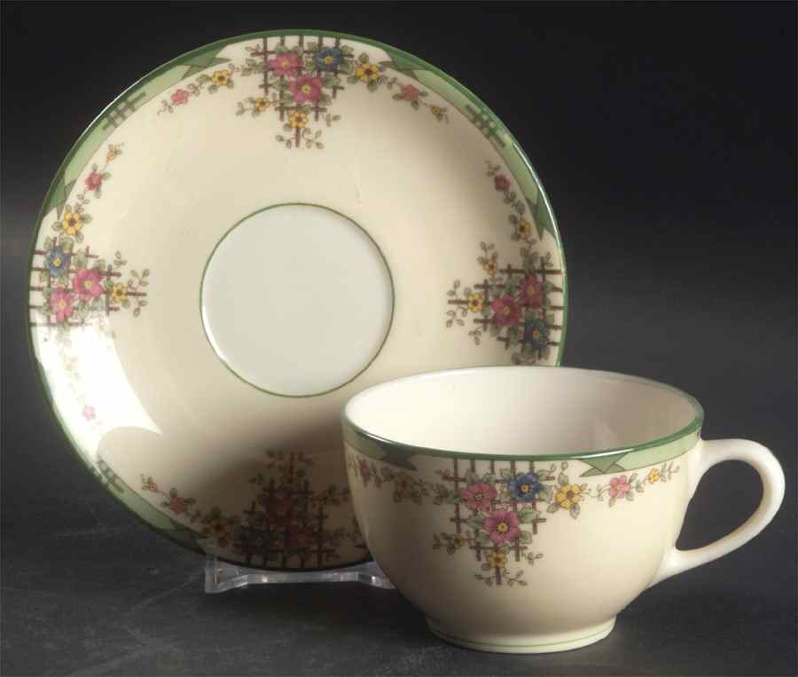 Trellis Ivory Flat Cup & Saucer Set by Lenox-1