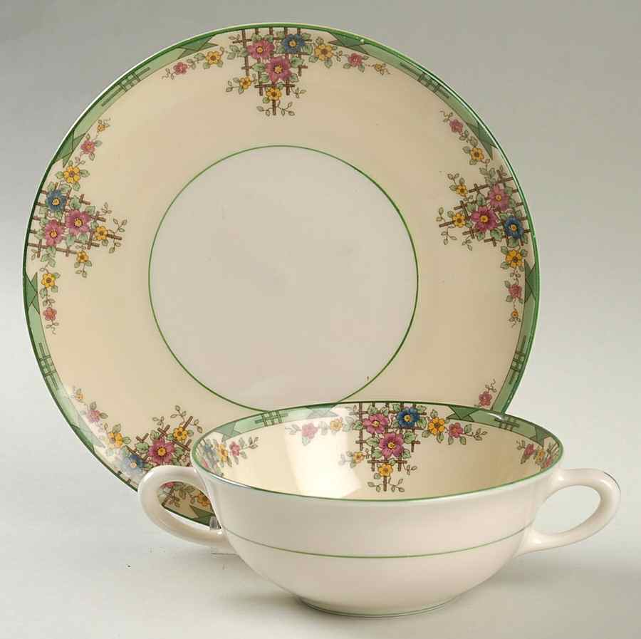 Trellis Ivory Flat Cream Soup Bowl & Saucer Set by Lenox-1