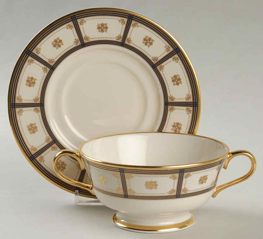Trovatore Footed Cream Soup Bowl & Saucer Set by Lenox-1