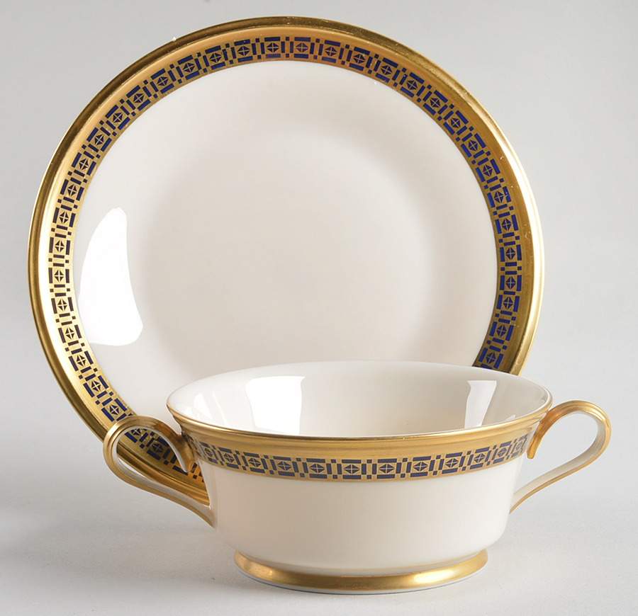 Tudor Footed Cream Soup & Dessert Plate/Saucer Set by Lenox-1