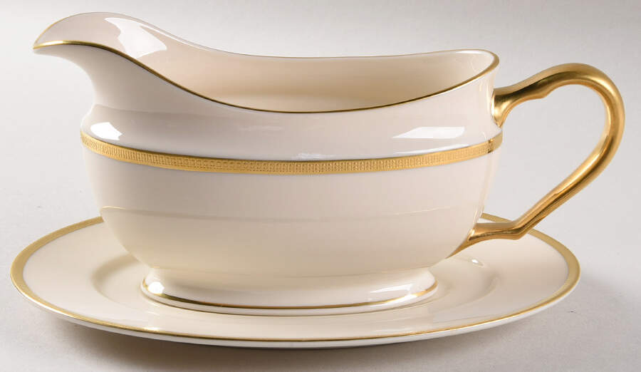 Tuxedo (Gold Backstamp) Gravy Boat & Underplate by Lenox-1